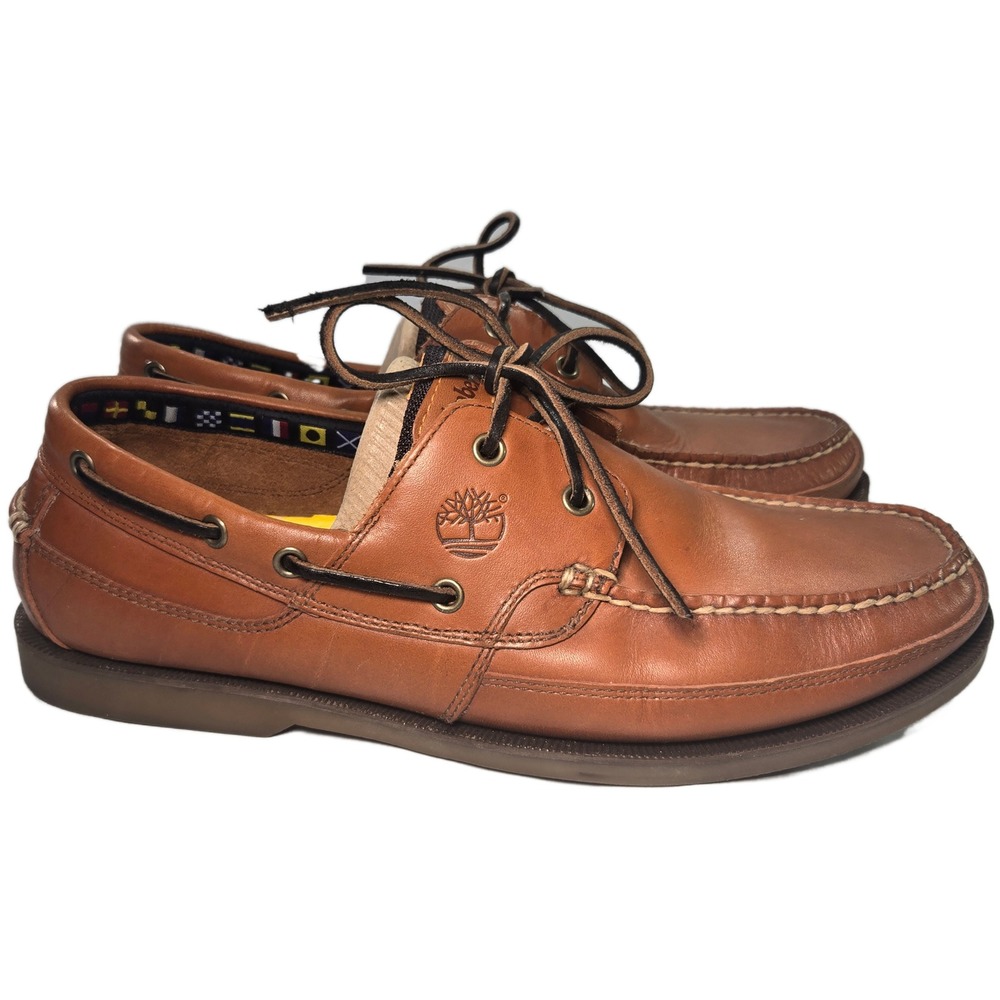 Timberland Mens Brown Leather Boat Shoes 2-Eye Loafers 70524 3883 Size 12M